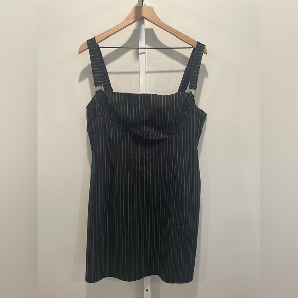 Asos Design Pinstripe Bengaline Bodycon Mini Dress With D-Ring Details Size 14 - Picture 2 of 11